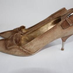 PRADA Escarpins daim beige vintage T 38