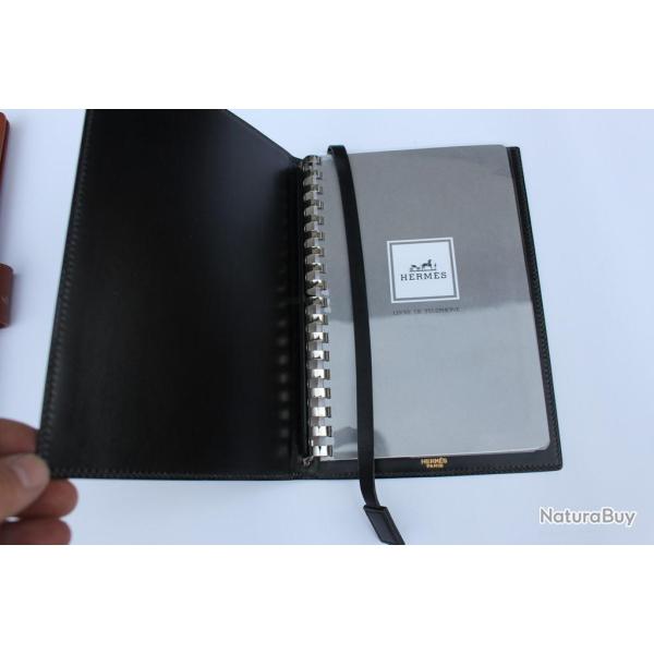 HERMES Grand r�pertoire t�l�phonique cuir noir