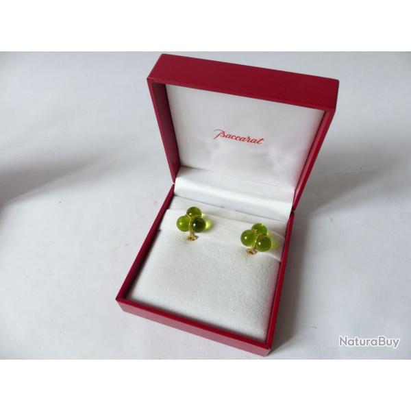 BACCARAT Clips d'oreilles Trio vert olivine or 18k