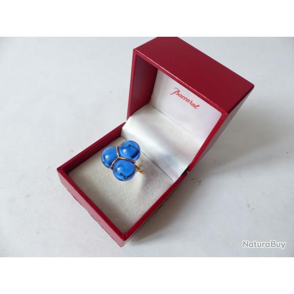 BACCARAT Bague Trio cristal saphir or 18K T55