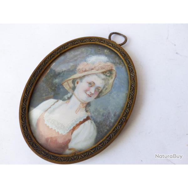 Peinture miniature portrait tableaux antiquit�s