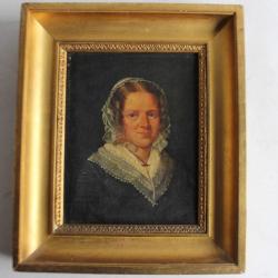 Peinture portrait Charlotte Robert-Feller Orbe Suisse XIXe si&egrave;cle