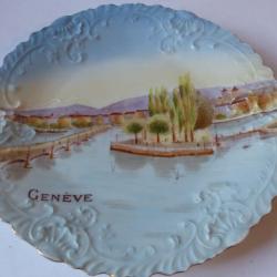 Assiette porcelaine XIXe si&egrave;cle Gen&egrave;ve