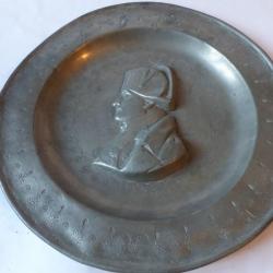 Ancien plat &eacute;tain Napol&eacute;on Ier Antiquit&eacute;s Empire