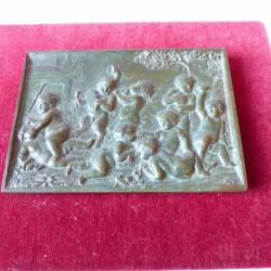 Bas relief bronze  bacchanale d'enfants  Antiquit&eacute;s