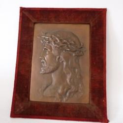Bas relief Christ cuivre XIXe si&egrave;cle