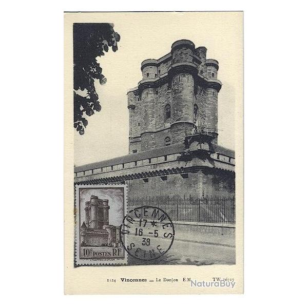 Carte-maximum France n� 393 -  Le Donjon de Vincennes