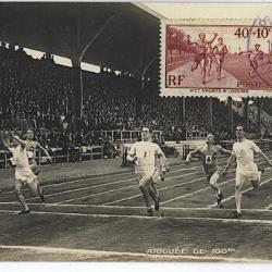 Carte-maximum France n&deg; 346 - Arriv&eacute;e du 100 m