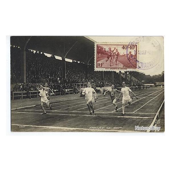 Carte-maximum France n� 346 - Arriv�e du 100 m