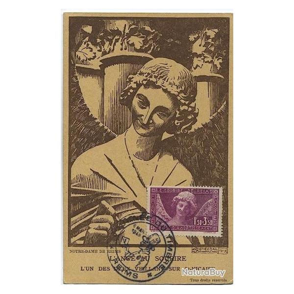 Carte-maximum France n� 256 Reims - L'ange au sourire