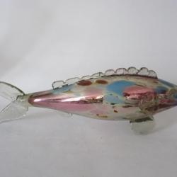 Grand poisson verre souffl&eacute; mercuris&eacute; ou eglomis&eacute; XIXe si&egrave;cle