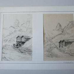Deux dessins originaux au crayon F. Charlety