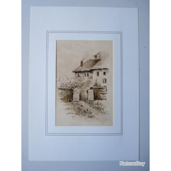 Dessin / Lavis Maison Clara Werner 1897 Zurich