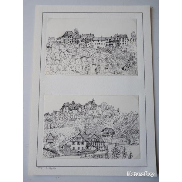 Deux dessins originaux a l'encre A. V�gtli