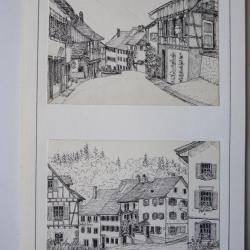 Deux dessins originaux à l'encre A.Vögtli