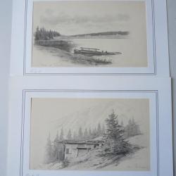Deux dessins originaux au crayon Suisse