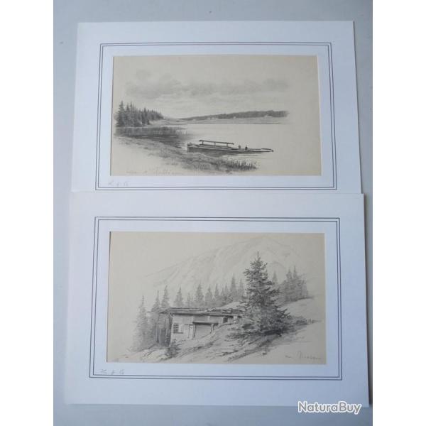 Deux dessins originaux au crayon Suisse