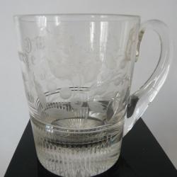 Verre souvenir grav&eacute; 1890  Art populaire