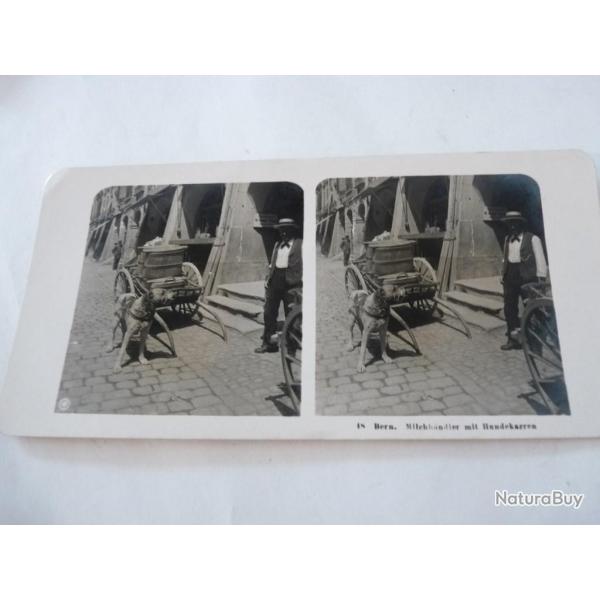 Photos st�r�o Bern - Marchand de lait - Voiture � Chien
