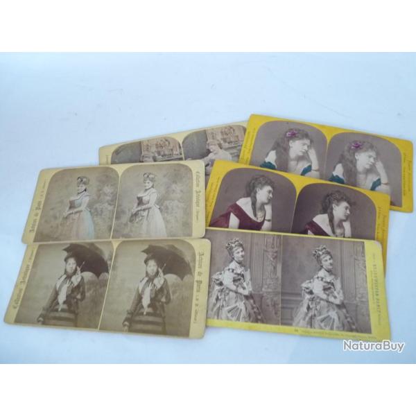 Ensemble ( 7 ) photos st�r�o Actrices 1900