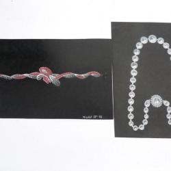 Deux anciens dessins original bijoux Nicolet 1958