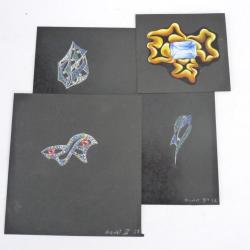 Trois anciens dessins original bijoux