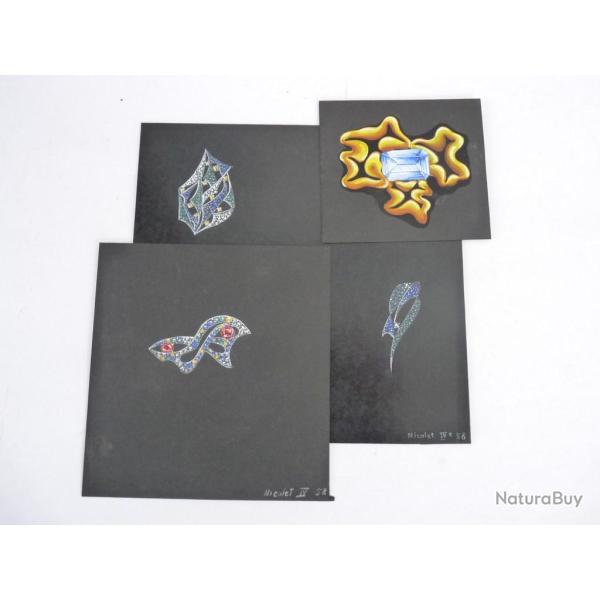 Trois anciens dessins original bijoux