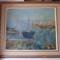 Peinture &agrave; l'huile sur toile  Voilier