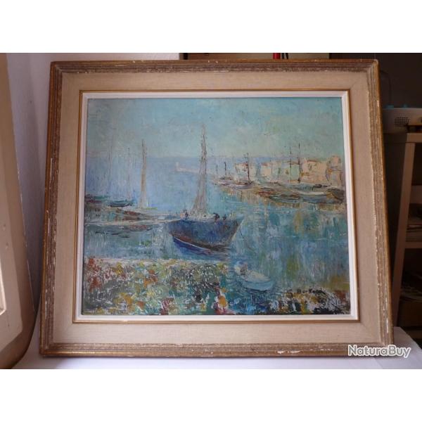 Peinture  l'huile sur toile  Voilier