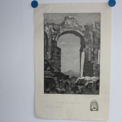 Gravure Théâtre Grec de Taormina Épreuve d'artiste R. Bayard