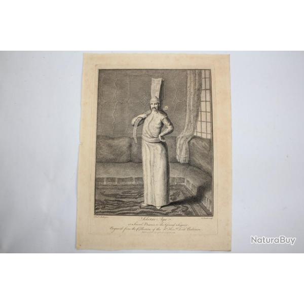 Gravure turque XVIIIe sicle Selictar Aga Sword Bearer Grand Signior