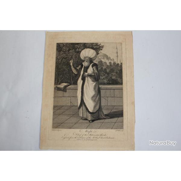 Gravure turque XVIIIe sicle Mufti Chief of the Mahometan Church