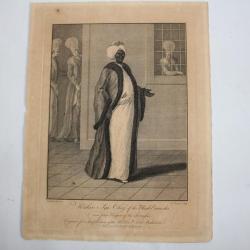 Gravure turque XVIIIe siècle Kislar Aga Chief of the Black Eunuchs
