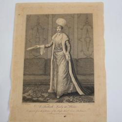 Gravure turque XVIIIe siècle A Turkish lady at home