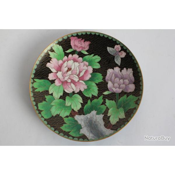 Assiette �maux cloisonn�s Chrysanth�mes Chine