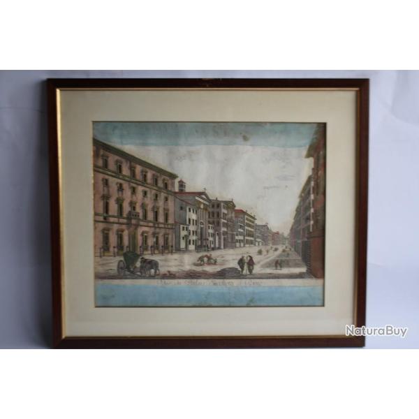 Gravure Palais Saccheti Rome Balthazar Frederic LEIZELT XVIIIe sicle