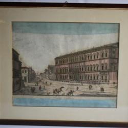 Gravure Palais Corsini Rome Balthazar Frederic LEIZELT XVIIIe siècle