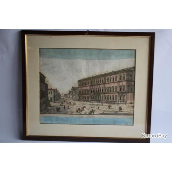 Gravure Palais Corsini Rome Balthazar Frederic LEIZELT XVIIIe sicle