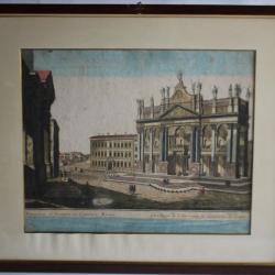 Gravure Templum S. Joannis San Giovanni Rome Italie XVIIIe siècle