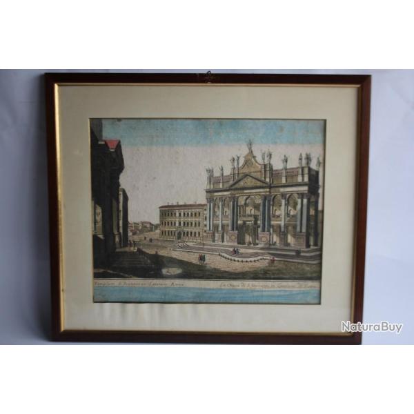 Gravure Templum S. Joannis San Giovanni Rome Italie XVIIIe sicle