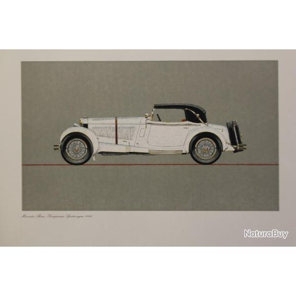 Gravure piqre sur bois Mercedes-Benz Kompressor-Sportwagen 1928