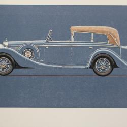 Gravure piqûre sur bois Grosser Mercedes 1937 Automobile