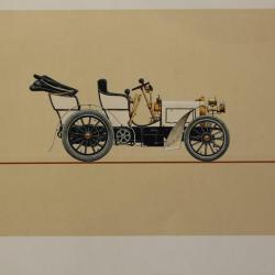 Gravure piqûre sur bois Mercedes 1902 Automobile