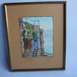 Peinture Scène de vie signée 1943