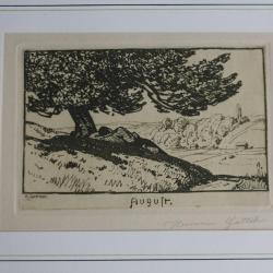 Gravure originale Hermann GATTIKER mois août August