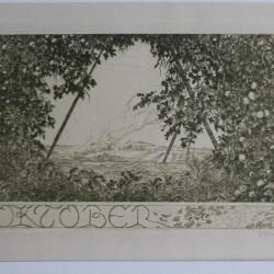 Gravure originale mois Octobre