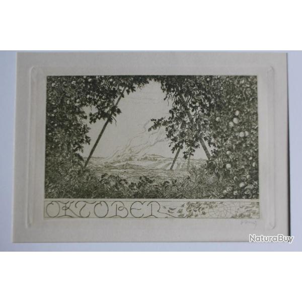 Gravure originale mois Octobre