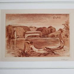 Gravure originale Edward STIEFEL mois Juin JUNI