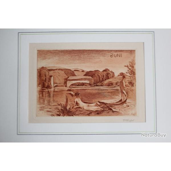 Gravure originale Edward STIEFEL mois Juin JUNI