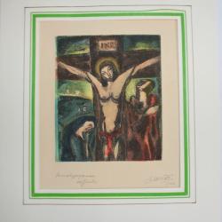 Monotypogravure Crucifixion signée